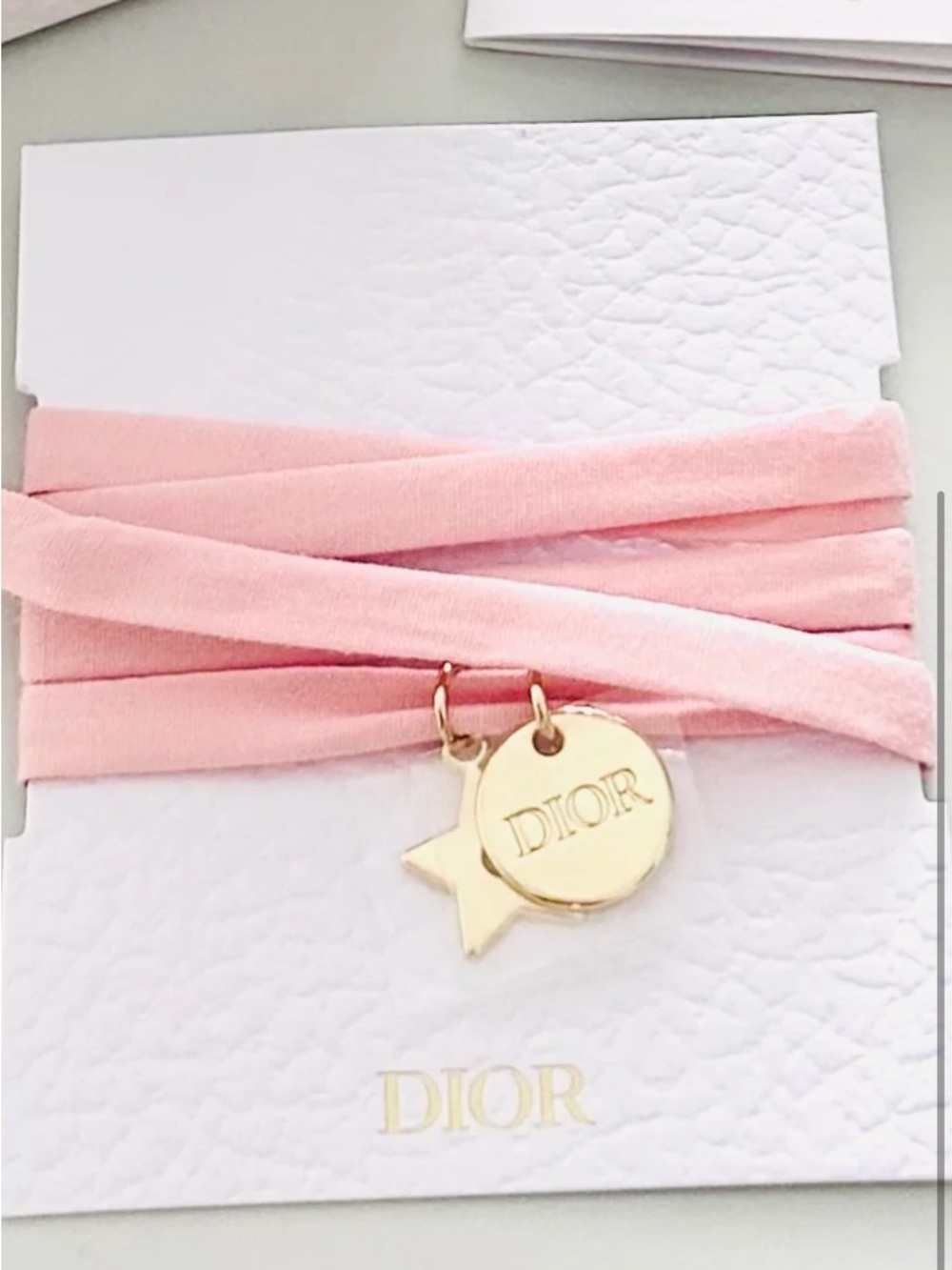 Dior Pink Wrap Bracelet /necklace with Gold Charms gwp - Picture 6 of 6